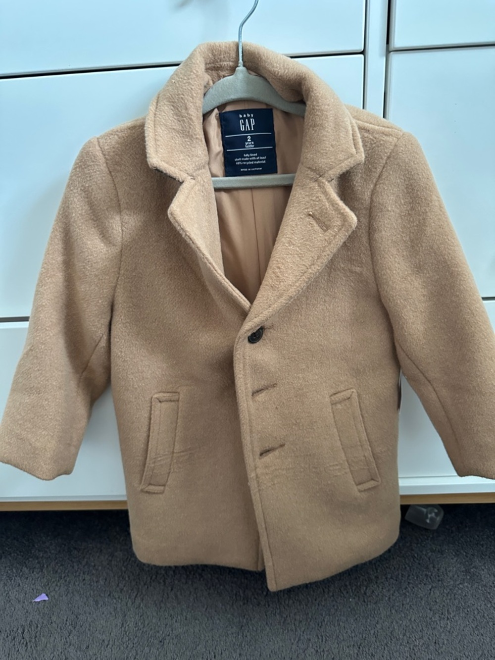 GAP Kids Camel Wool-Blend Pea Coat
